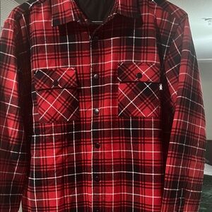 Red Plaid Button-Up Shirt